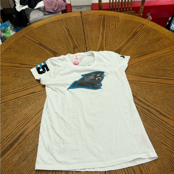 PINK Victoria's Secret Carolina Panthers White T-Shirt - Picture 1 of 8